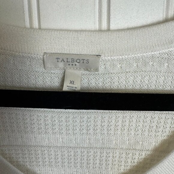 Talbots White 100% Cotton V-Neck Sweater Tunic H24 - Picture 2 of 4